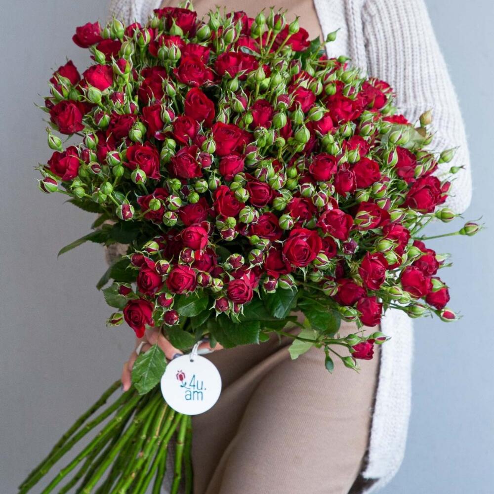 Кустовые розы красные